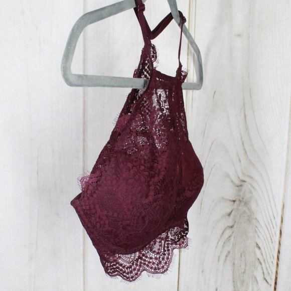Victorias Secret Pink Purple Floral Lace Racer Back Push Up Bralette Size S - Picture 10 of 10